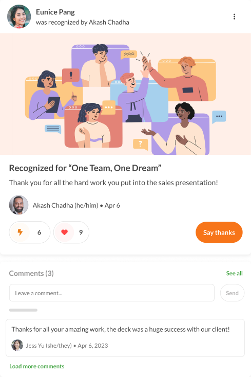 Recognition message